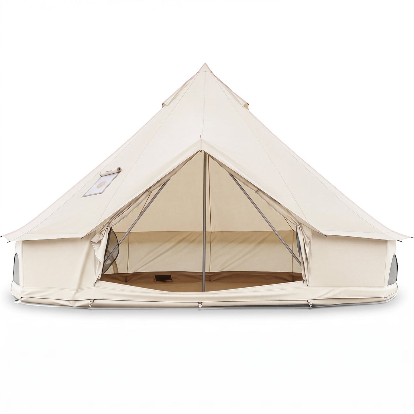 DirectDeals waterproof bell tent with stove jack and mesh windows, beige canvas camping tent on Tampa Home & Garden Store