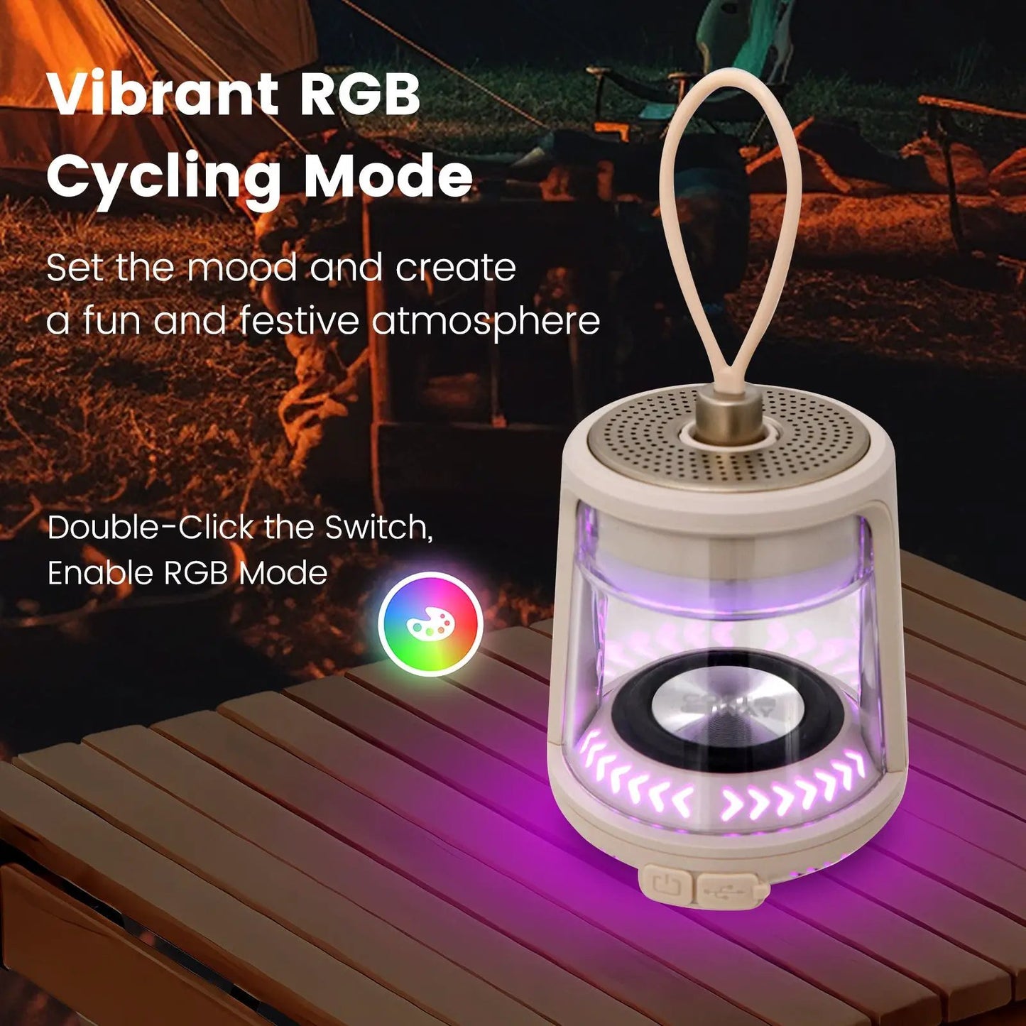 Outdoor Waterproof Camping Lantern Speaker with 3 LED Light Colors - Tampa Home & Garden Store