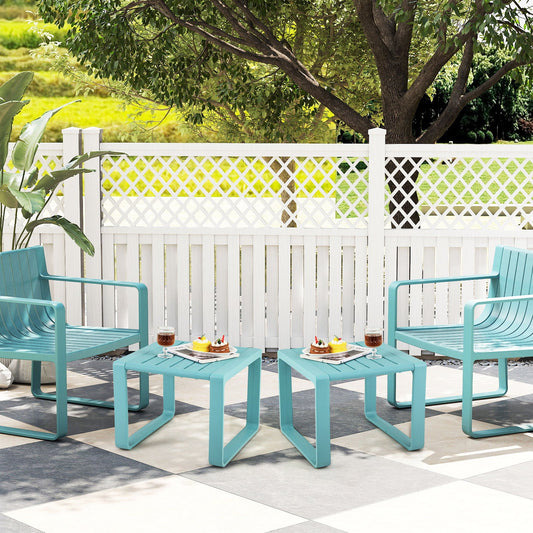 Weather Resistant Adirondack Outdoor Side Table Set of 2-Blue - Tampa Home & Garden Store
