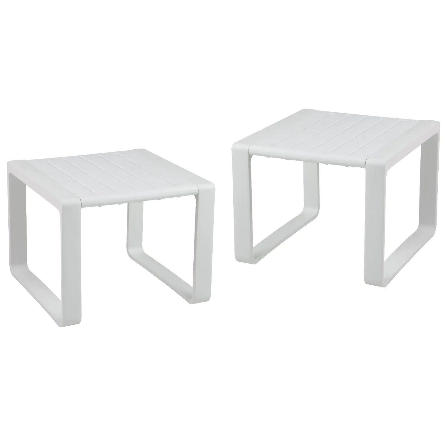 Weather Resistant Adirondack Side Tables set of 2 white plastic with slats DirectDeals on Tampa Home & Garden Store