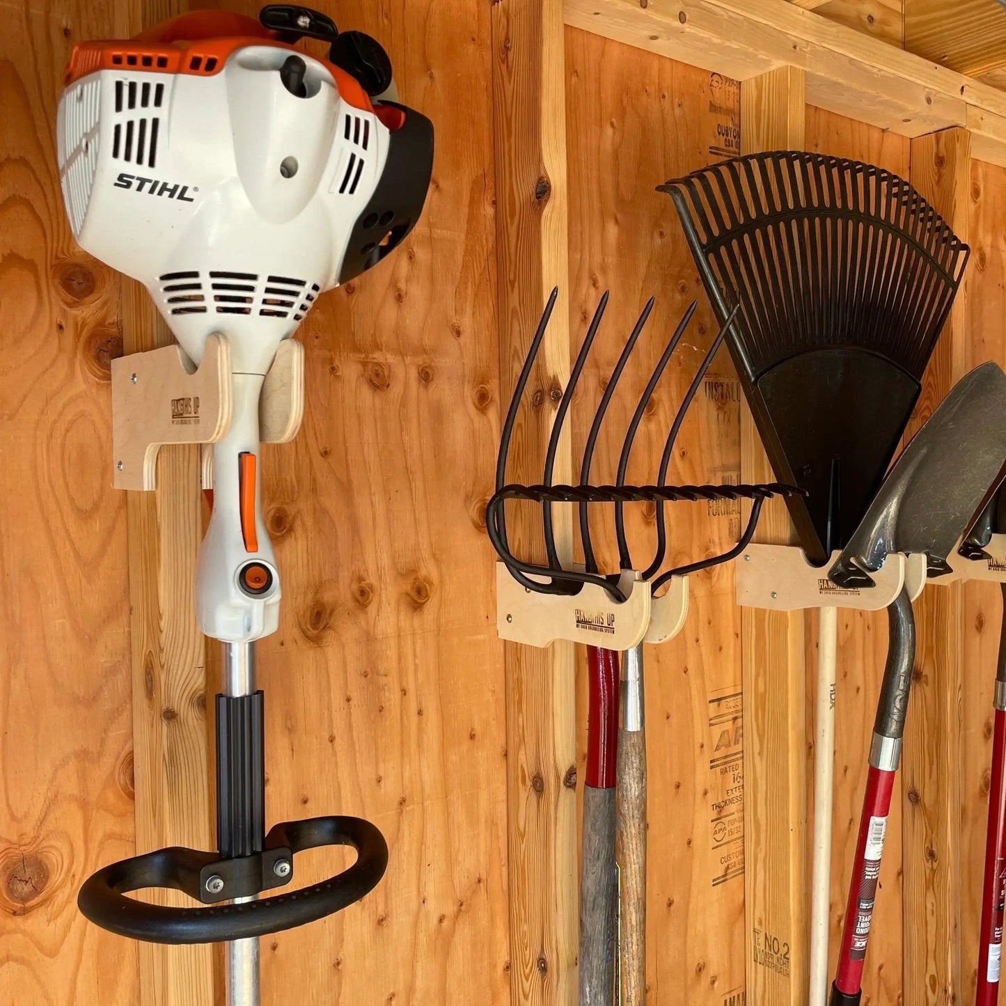 Weed Whacker Organizer Shed Rack for Yard Tools by HangThis Up My Shed Organizing System trimmer on Tampa Home & Garden Store
