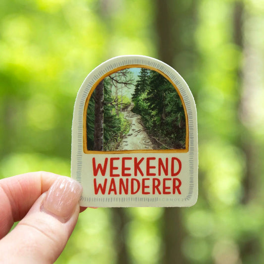 Weekend Wanderer decal sticker matte vinyl forest scene by Terra Cotta Botanical Boutique on Tampa Home & Garden Store