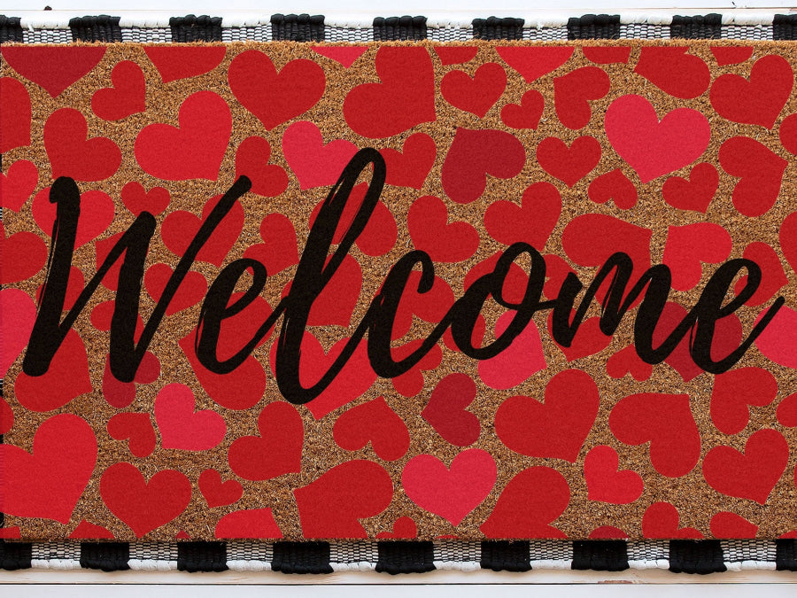 Welcome Heart Doormat Cute Valentine's Doormat | Welcome Hearts Door Mat - Tampa Home & Garden Store