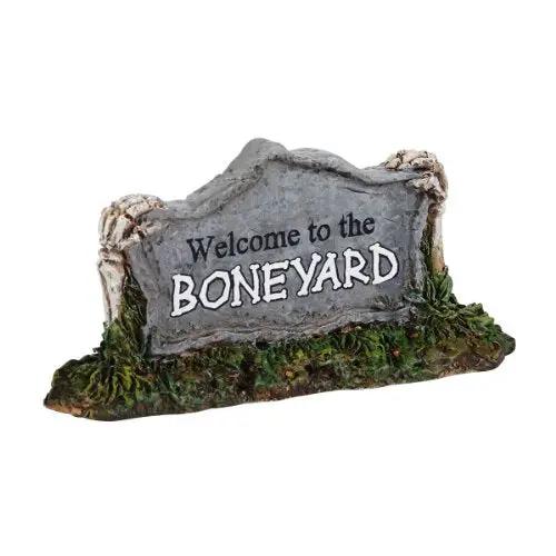 Welcome to the Boneyard figurine, stone sign with moss base by The Country Christmas Loft on Tampa Home & Garden Store