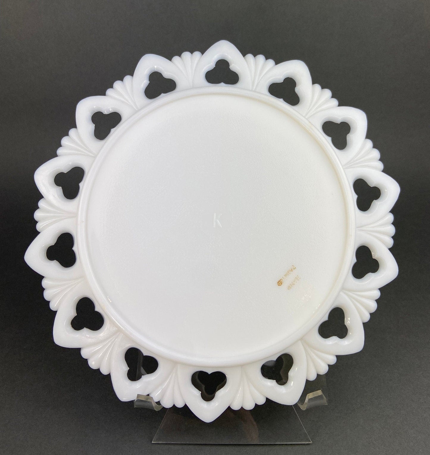 Westmoreland Milk Glass Decorative Plates with Hand Painted Violets, Cherry Blossom, and Fruit. Set of Four Plates with Reticulated Rim. - Tampa Home & Garden Store