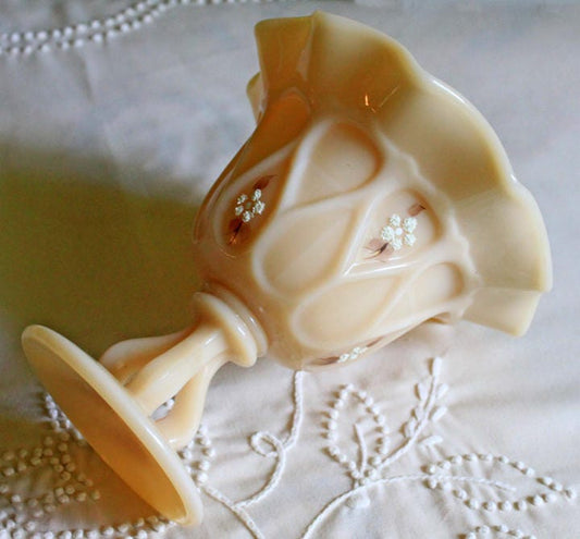 Westmoreland Milk Glass Footed Bowl. Hand Painted and Signed by Artist. - Tampa Home & Garden Store