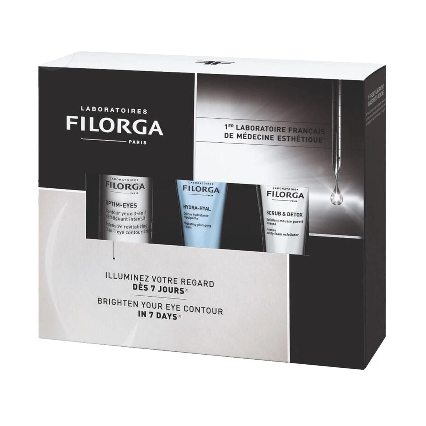 Filorga Optim Eyes Eye Care Set with three tubes Optim-Eyes, Hydra-Hyal, Scrub & Detox in box on Tampa Home & Garden Store