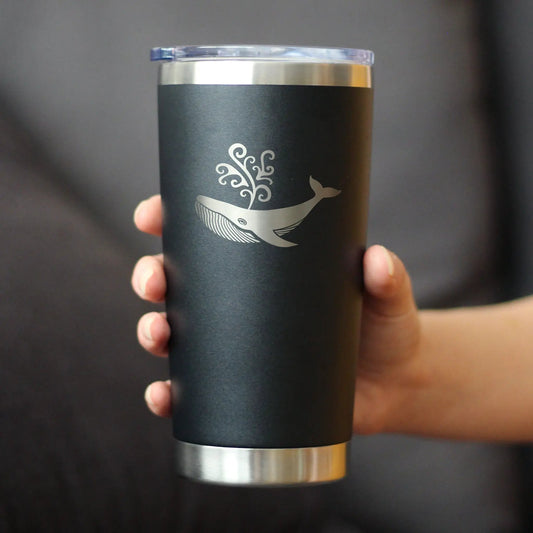 Whale 20 oz coffee tumbler with sliding lid in matte black on Tampa Home & Garden Store