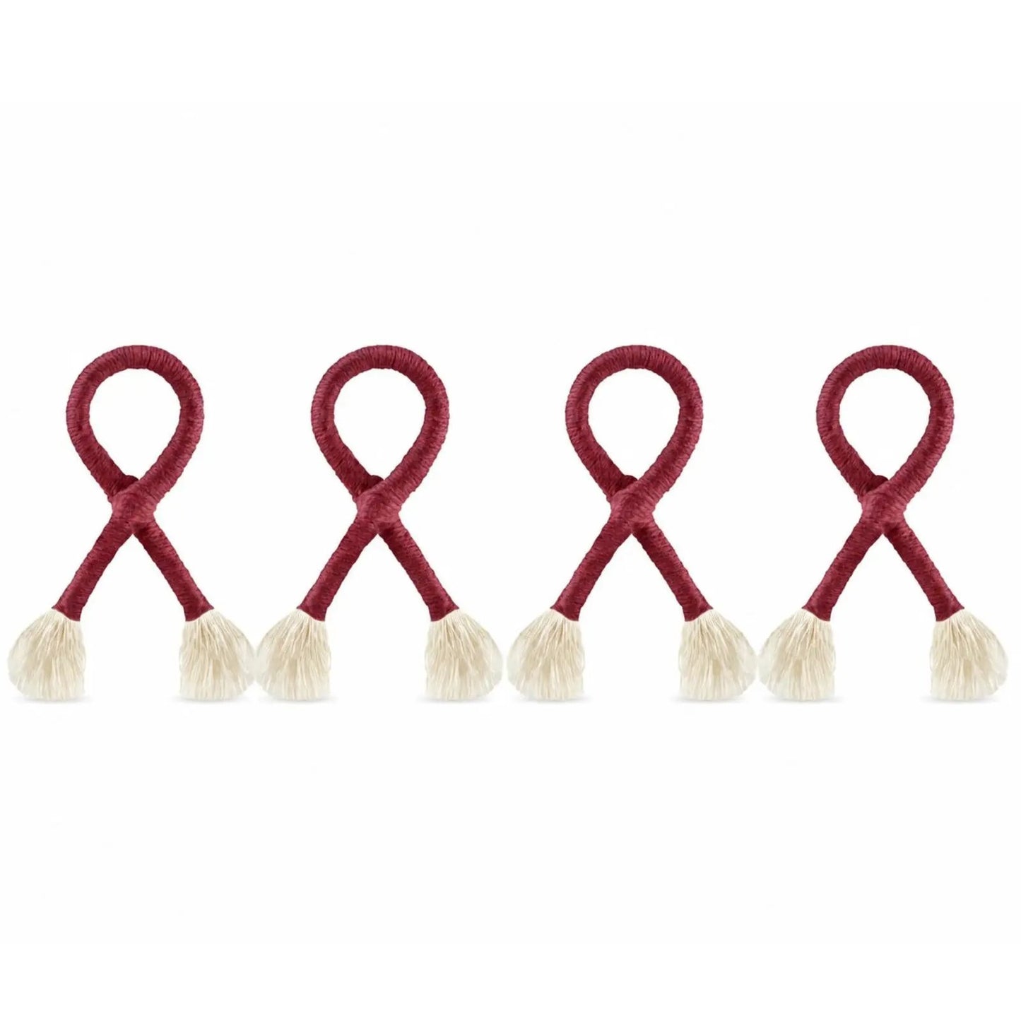 Nautical knot napkin rings red rope with beige tassels coastal set of five on Tampa Home & Garden Store