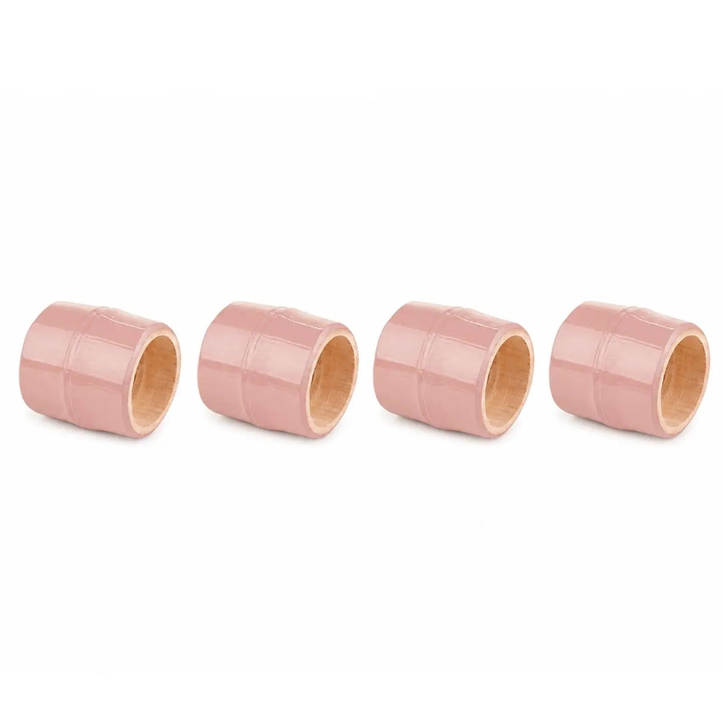 Brazilian bamboo napkin rings set of 4 with pink glaze on Tampa Home & Garden Store