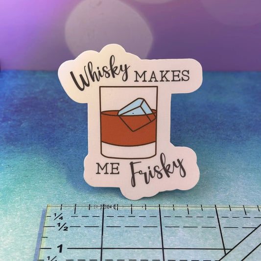 Whisky Makes Me Frisky Nessie vinyl sticker by Thistle & Stitch, blue Nessie glass motif on Tampa Home & Garden Store