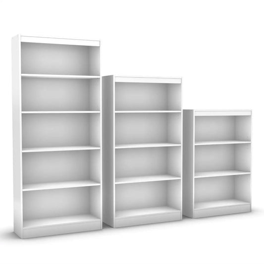 White four-shelf bookcase with adjustable shelves HomePacific set of three on Tampa Home & Garden Store