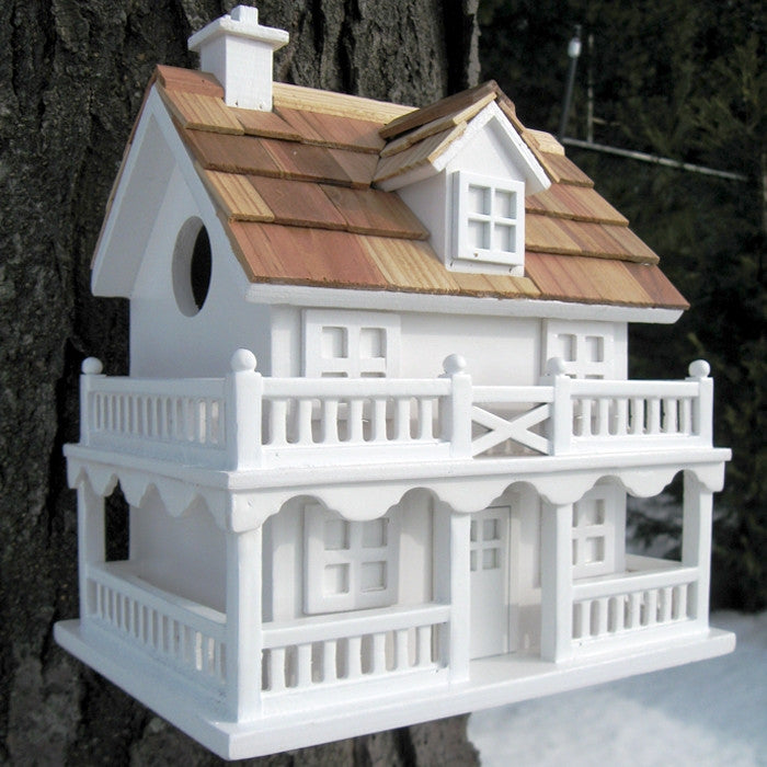 White Cottage Style Wood Birdhouse with unpainted Nest Box Bird House - Tampa Home & Garden Store