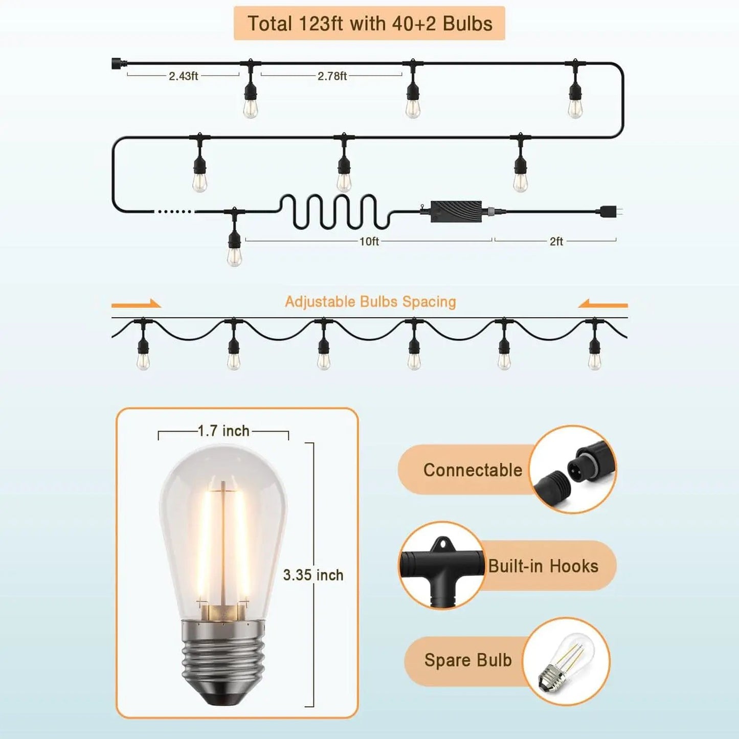 White Edison String Lights Dimmable Outdoor Edison String Lights - Tampa Home & Garden Store