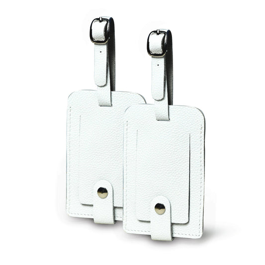 White Leather Luggage Tags Set - Tampa Home & Garden Store