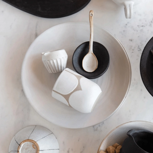 White matte stoneware glazed bowl with texture from White Cliff Studio decorative bowls set on Tampa Home & Garden Store