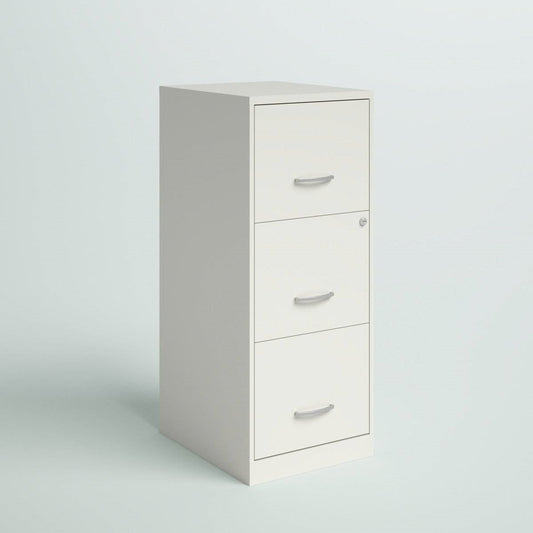 White Metal 3-Drawer Vertical File Cabinet with 2 Locking Drawers - Tampa Home & Garden Store