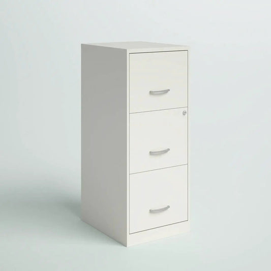 White metal 3-drawer locking filing cabinet with silver handles by HomePacific on Tampa Home & Garden Store