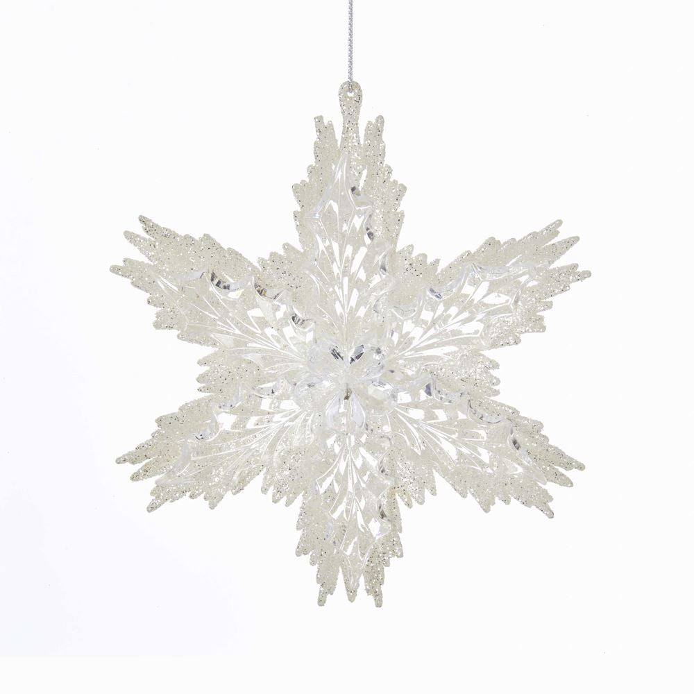 White and Clear Snowflake Ornament - Tampa Home & Garden Store