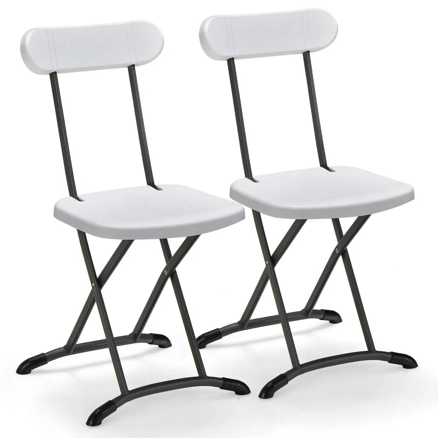 DirectDeals 2pc folding chair set with white seats and black frames on Tampa Home & Garden Store