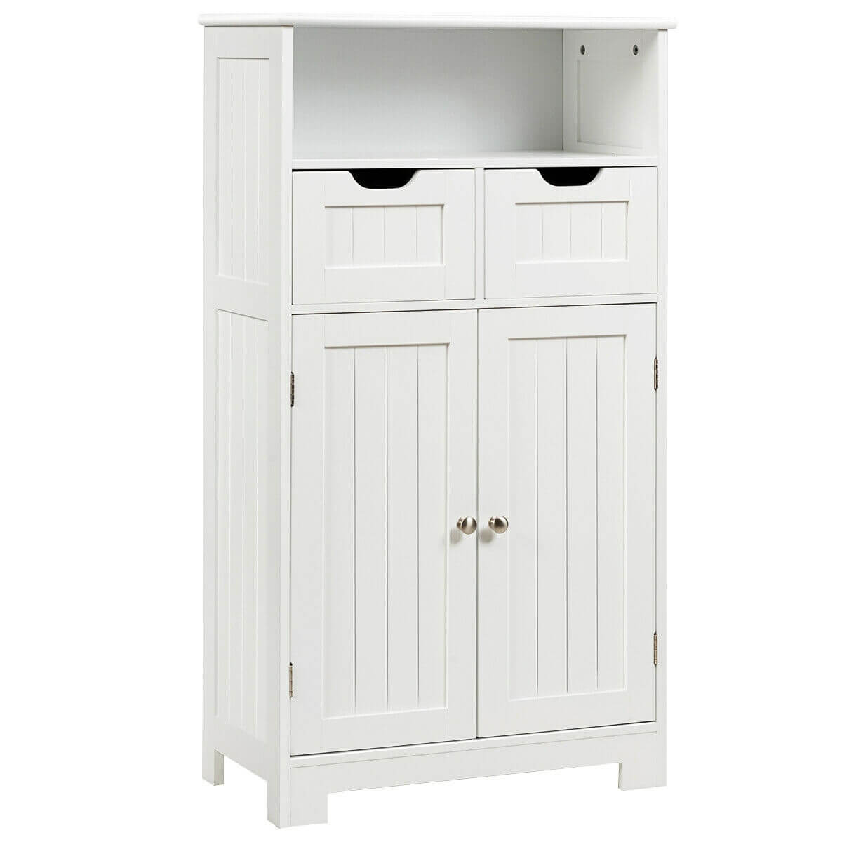 Bathroom Wooden Side Cabinet with 2 Drawers and 2 Doors-Gray