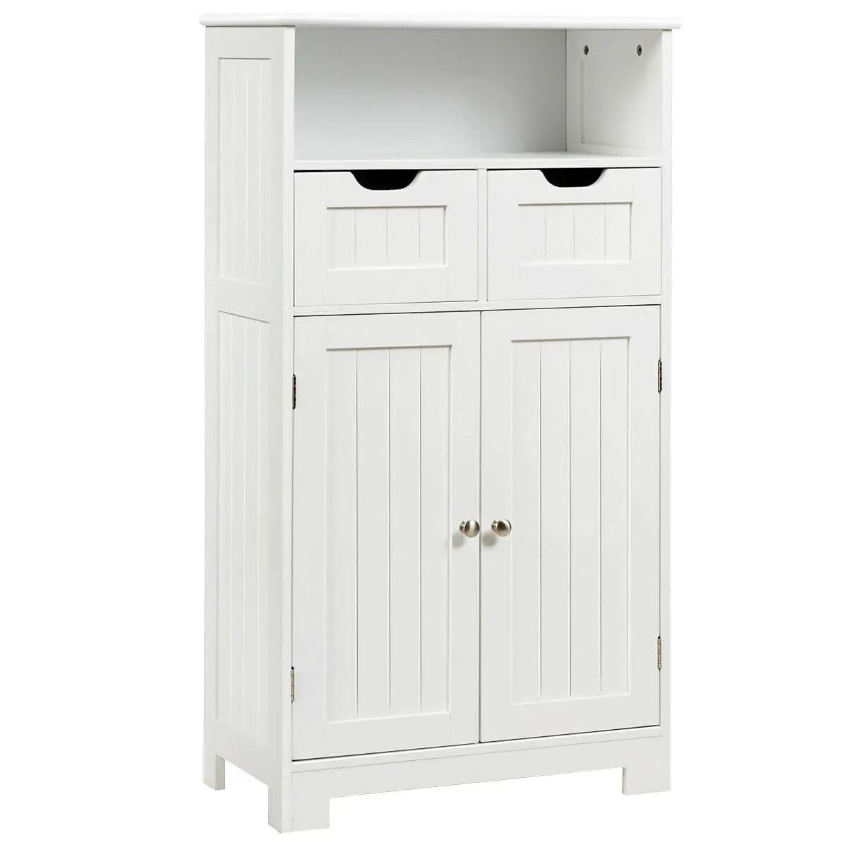 Bathroom Wooden Side Cabinet with 2 Drawers and 2 Doors-Gray - Tampa Home & Garden Store