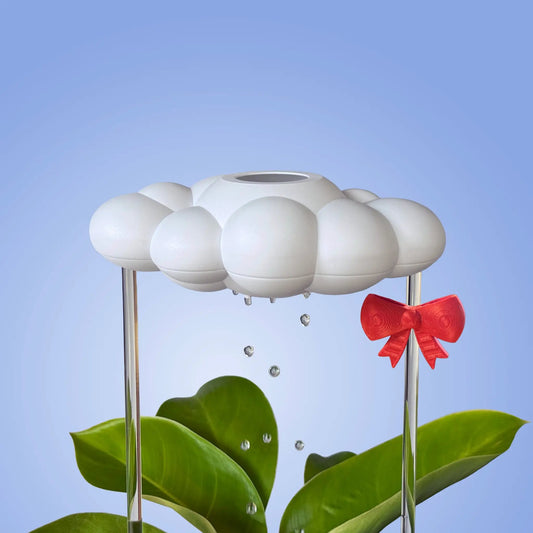 Original Dripping Rain Cloud With Bow Charm white cloud lamp with red bow and hanging beads on Tampa Home & Garden Store