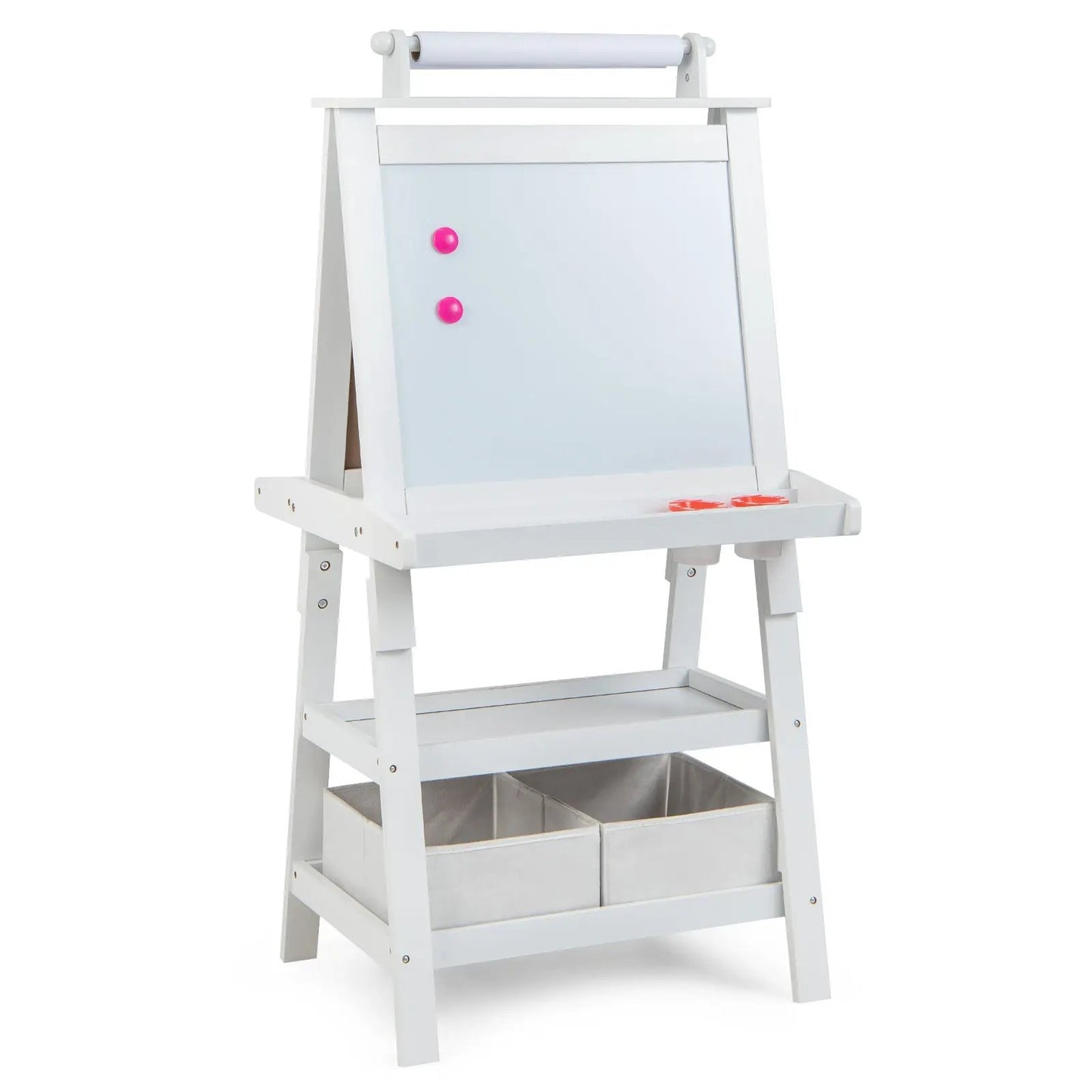 DirectDeals 3 in 1 double-sided art easel with storage, white wood, paper roll, fabric bins on Tampa Home & Garden Store