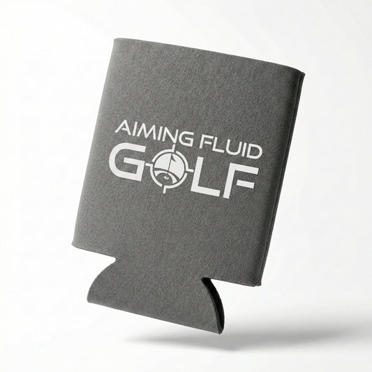 Brewski Koozie gray neoprene golf sleeve with Aiming Fluid Golf logo on Tampa Home & Garden Store