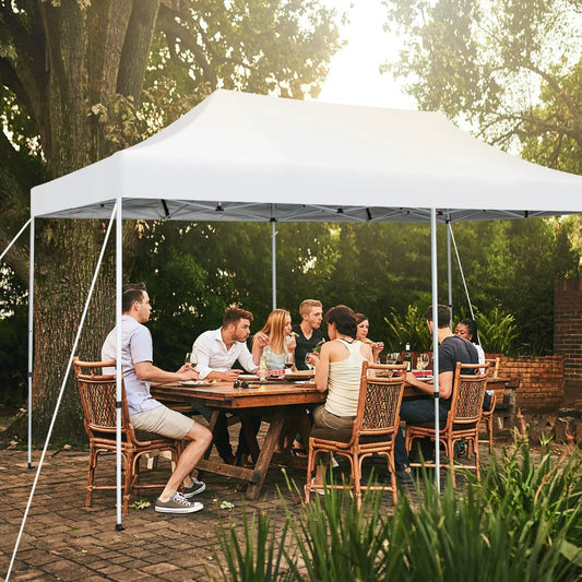 10 x 20 Feet Outdoor Pop-Up Patio Folding Canopy Tent-White - Tampa Home & Garden Store