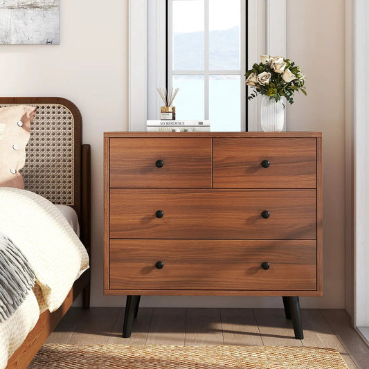 Wide wooden dresser with 4 drawers in warm brown finish by DirectDeals on Tampa Home & Garden Store