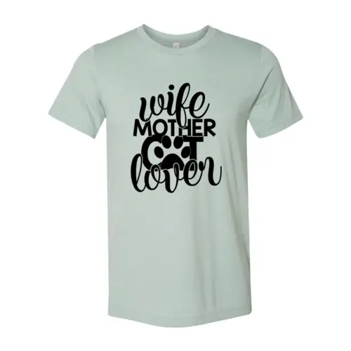 Wife and Mother Cat Lover T-shirt for Women mint green with black graphic by Furr Baby Gifts on Tampa Home & Garden Store