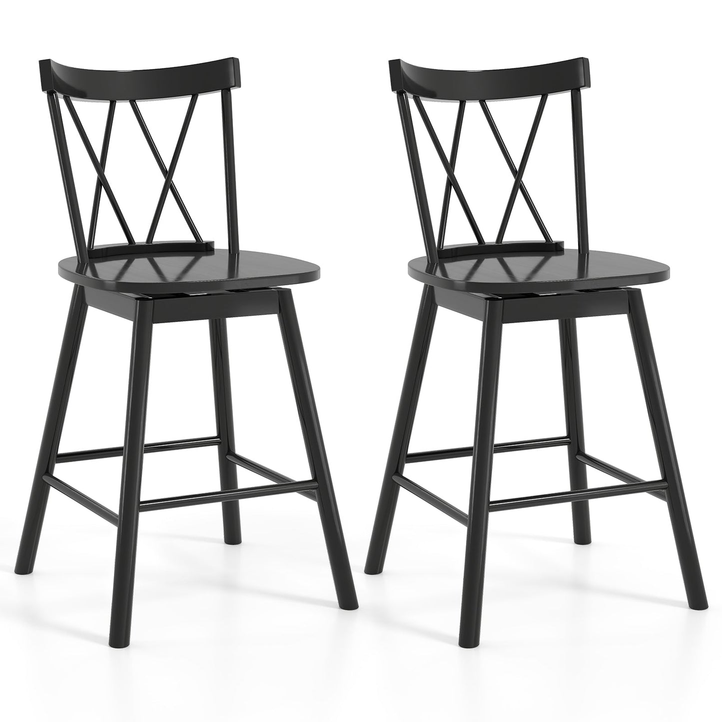 Windsor Bar Stools with Backrest set of 2 in black metal with X-back design on Tampa Home & Garden Store