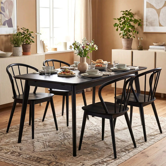 Windsor dining chairs set of 4 with spindle backs, black metal frames by DirectDeals on Tampa Home & Garden Store