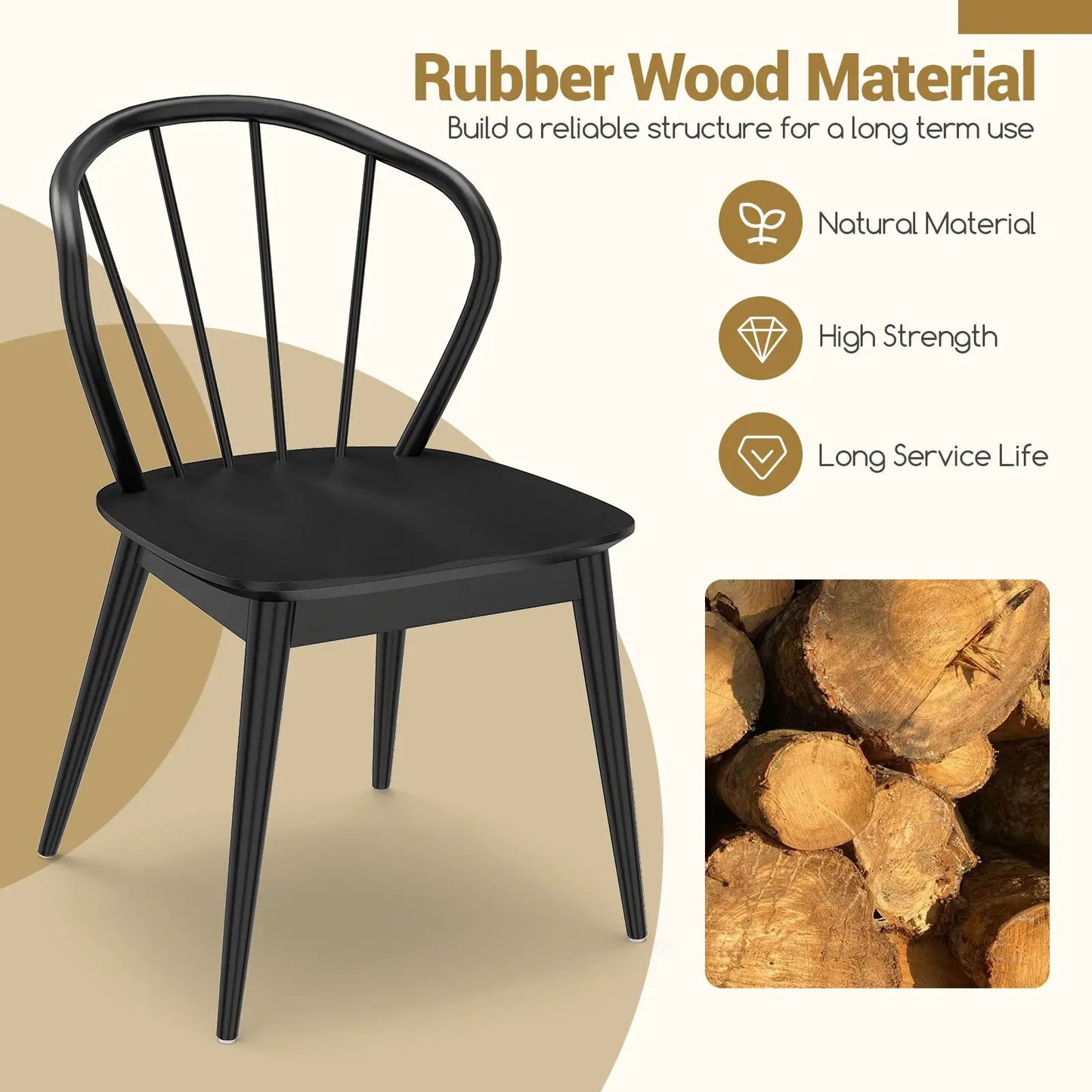DirectDeals Windsor dining chairs set of 4 with spindle backrest black wood on Tampa Home & Garden Store