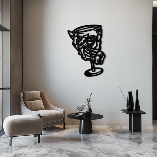 Wine Glass Silhouette Metal Wall Art – Artistic Bar Decor for Wine Lovers- KAF689 - Tampa Home & Garden Store