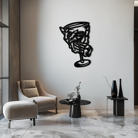 Wine Glass Silhouette Metal Wall Art – Artistic Bar Decor for Wine Lovers- KAF689 - Tampa Home & Garden Store