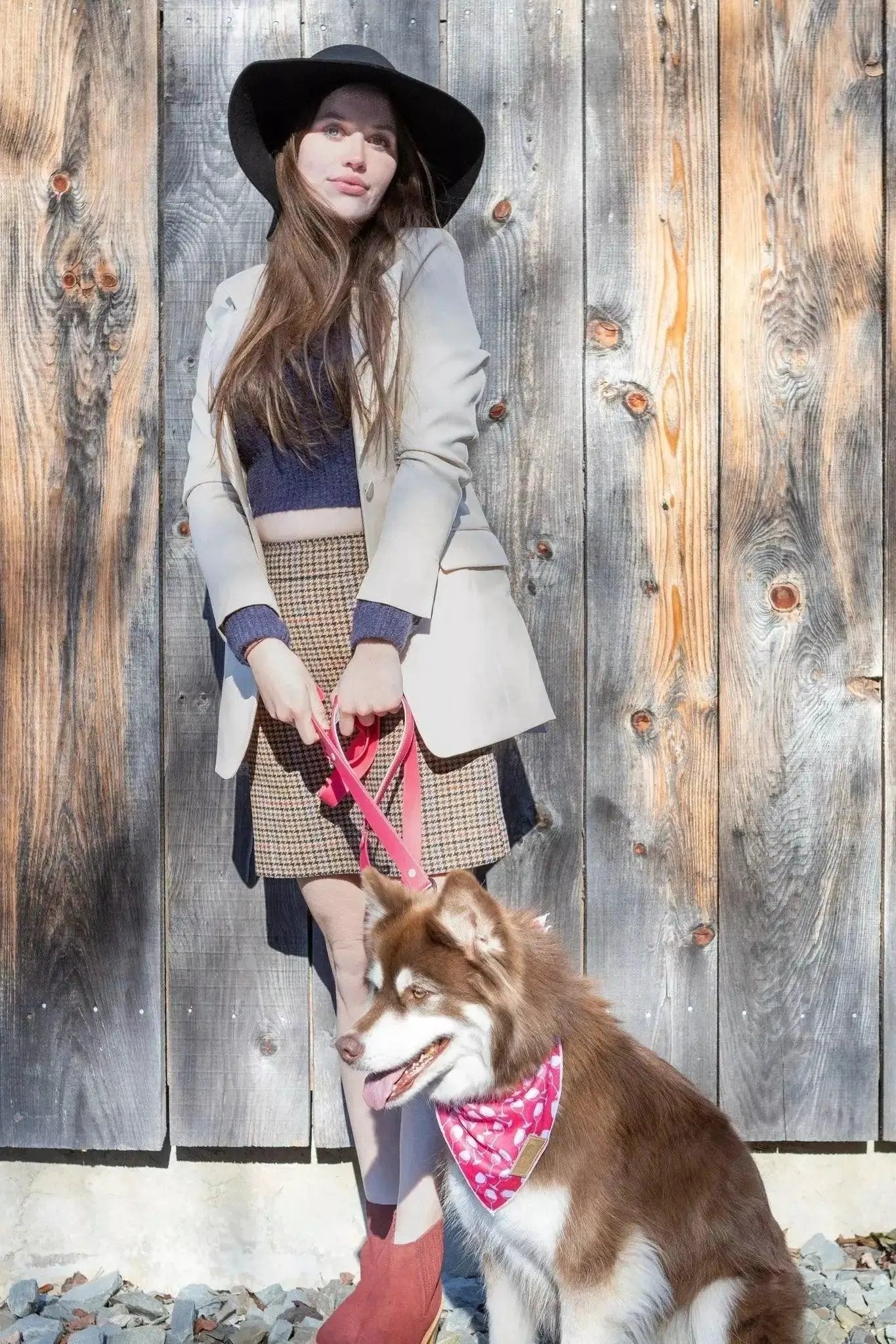 Wine plaid dog bandana with silky stretch on Tampa Home & Garden Store