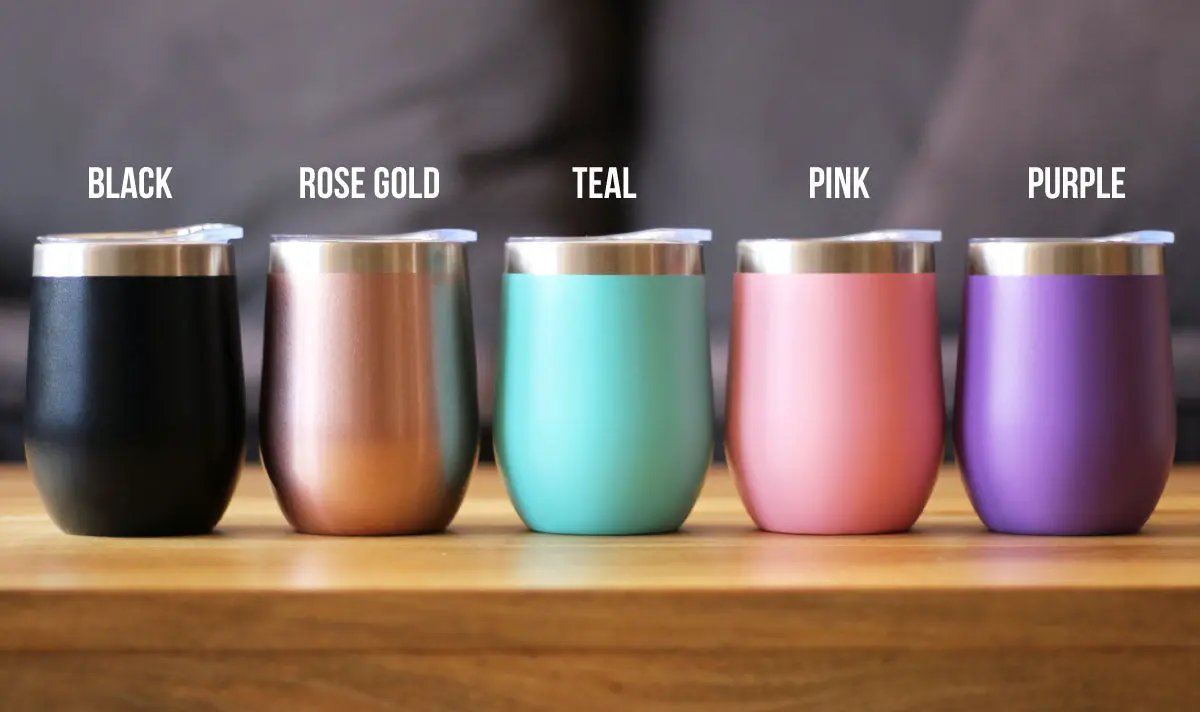 Wine Tumbler set bevvee, 5-pack in black, rose gold, teal, pink, purple on Tampa Home & Garden Store