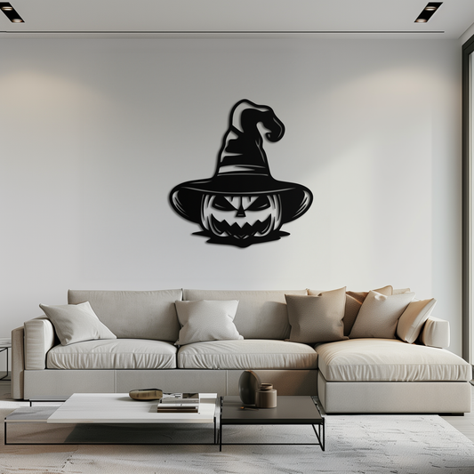 Witch Hat Pumpkin Metal Wall Art - Spooky Halloween Decor- KAF281 - Tampa Home & Garden Store