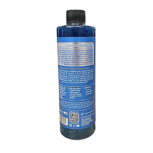 Socar Wash n Wax Detergent bottle, blue liquid, pH neutral, Socar Chemical on Tampa Home & Garden Store