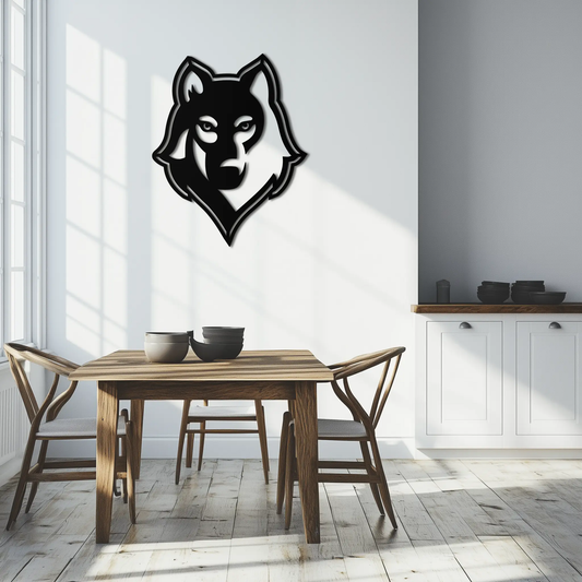 Geometric Wolf Metal Wall Art by Enova Art, modern black metal wall decor on Tampa Home & Garden Store