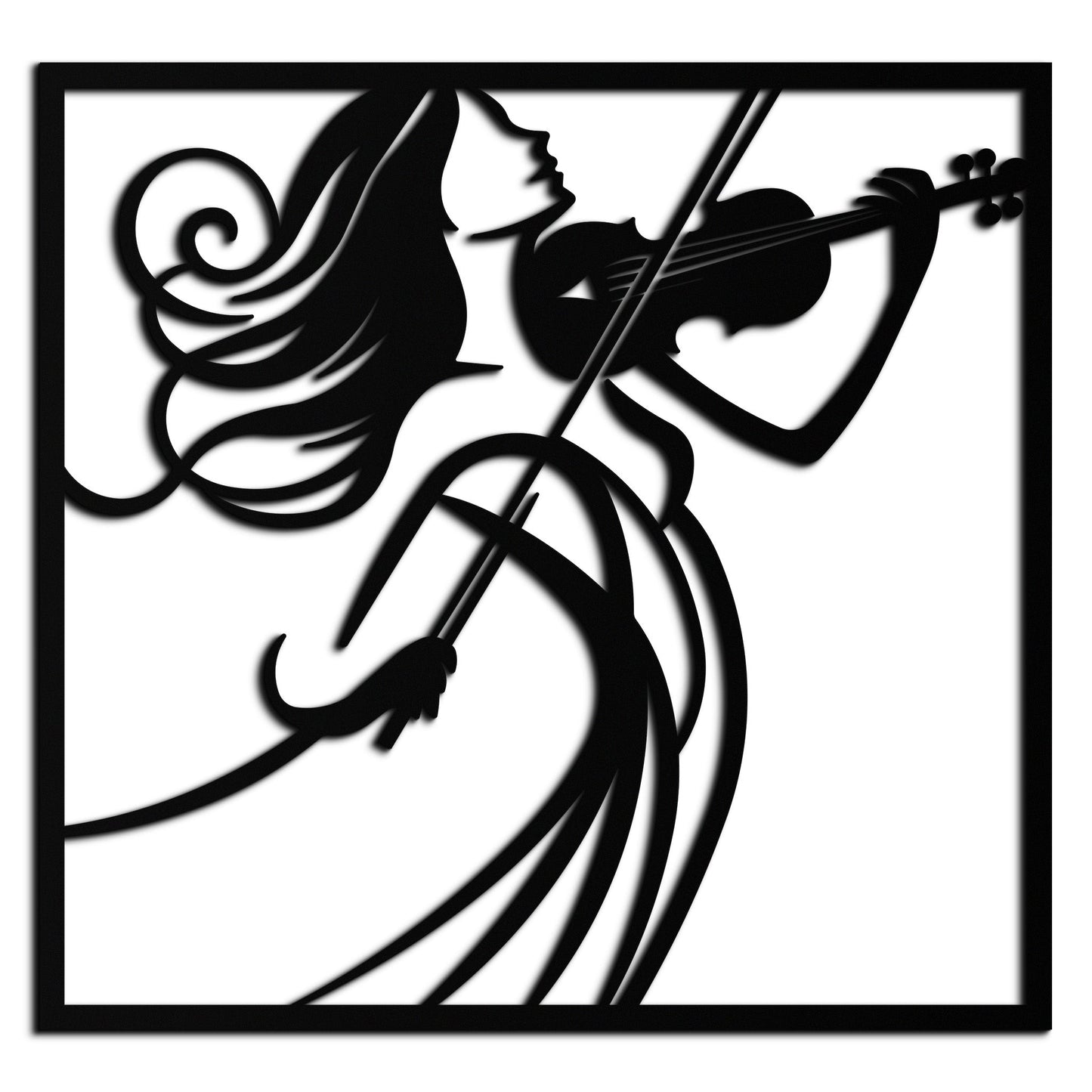 Woman Violinist Metal Wall Art – Modern Musician Silhouette Decor for Music Lovers- KAF391 - Tampa Home & Garden Store