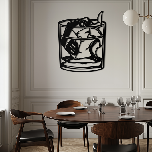 Woman in Whiskey Glass Metal Wall Art – Ice Cube Design Bar Decor for Modern Interiors- KAF578 - Tampa Home & Garden Store