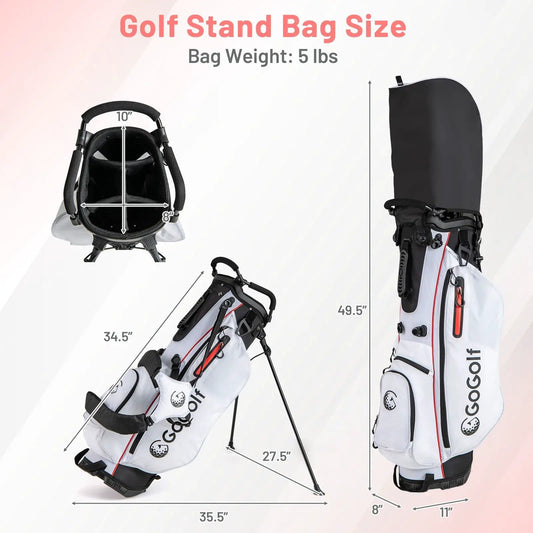 Women's golf club set with bag and putter, white stand bag with red accents on Tampa Home & Garden Store