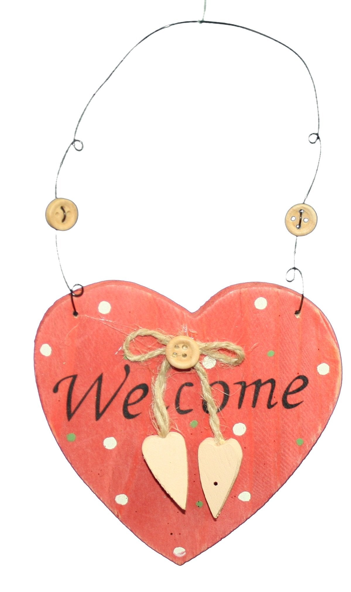 Wood Welcome Cone Heart Ornament - Green - Tampa Home & Garden Store