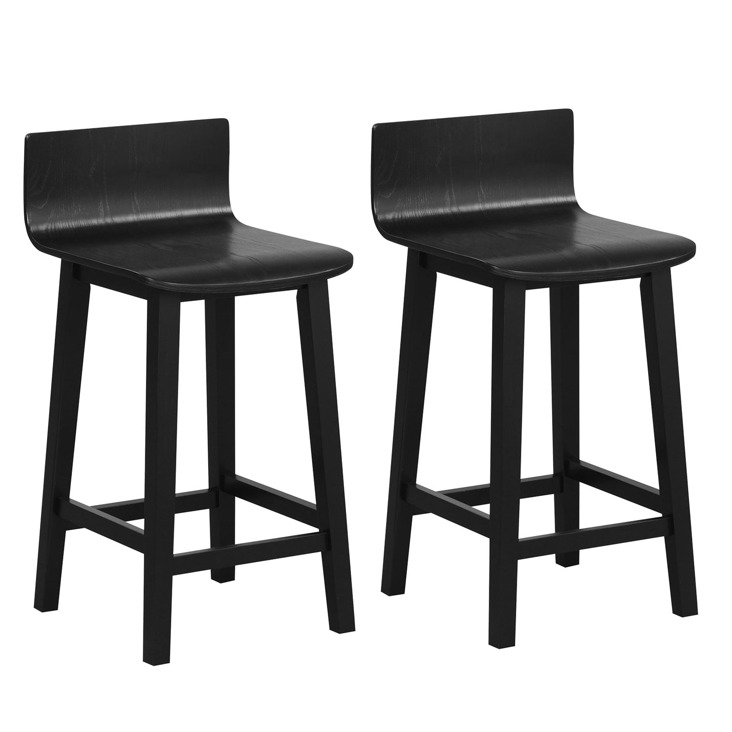 Wood Bar Stools Set of 2 with Solid Back DirectDeals, black finish on Tampa Home & Garden Store