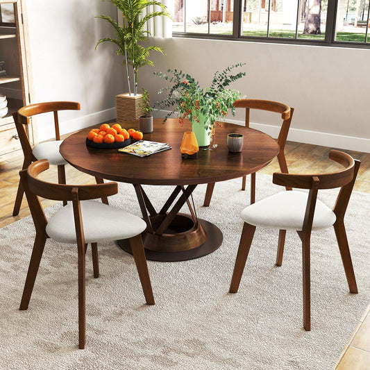 Juego de 2 sillas de comedor de madera con asiento acolchado y respaldo curvado - Nogal