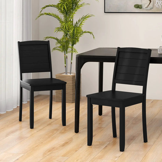 Wood dining chairs set of 2, black armless with slatted backs for kitchen on Tampa Home & Garden Store