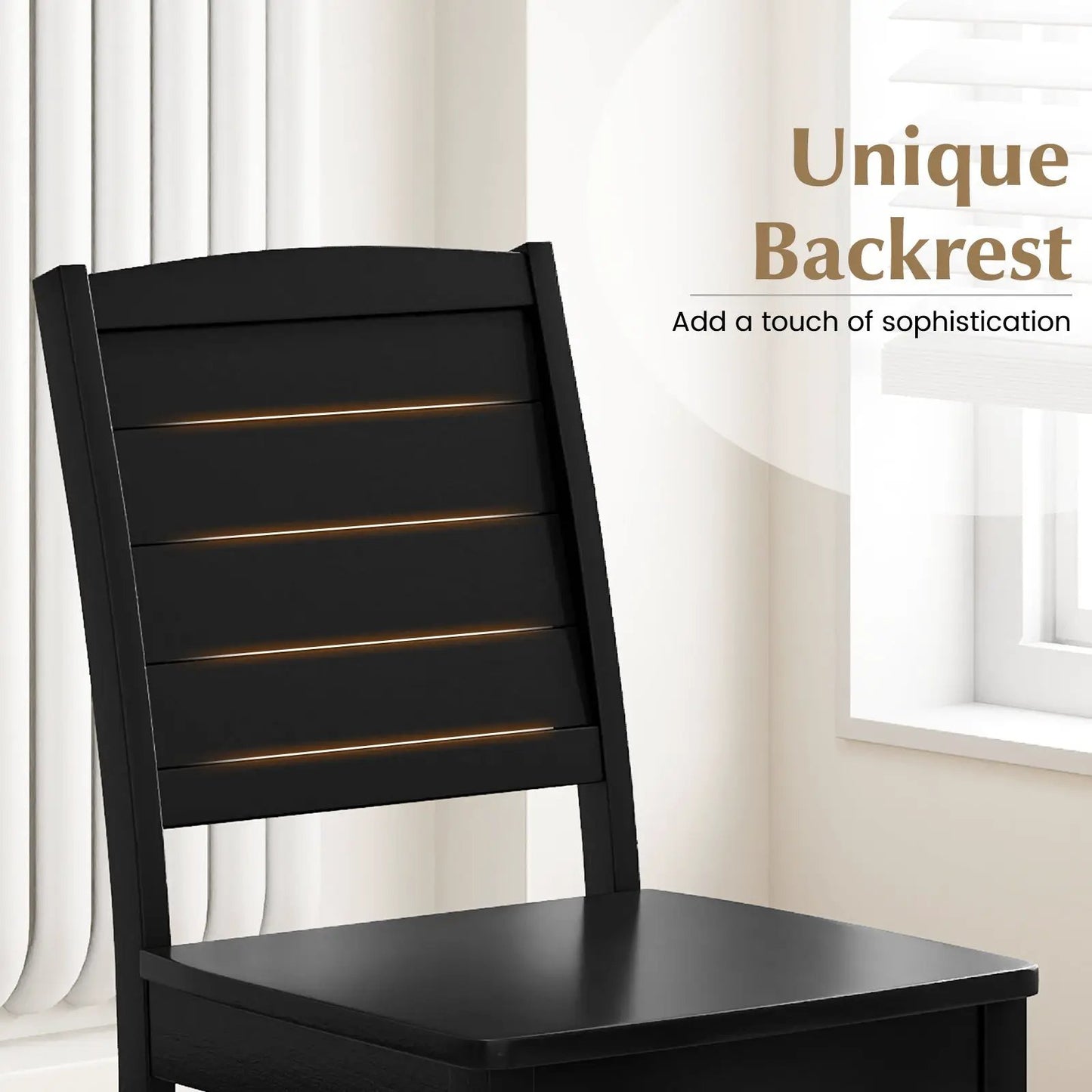 Wood dining chair set of 2, armless, black finish with slatted back DirectDeals on Tampa Home & Garden Store